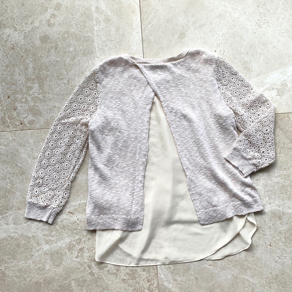 LUCKY BRAND CROCHET MIXED MEDIA PULLOVER SWEATER - Picture 3 of 8